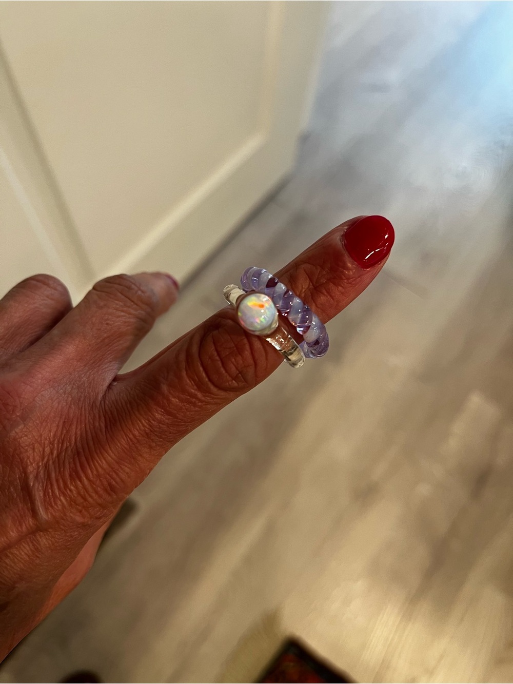 KEANE set of 2 borosilicate glass rings . No 2 are alike